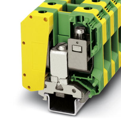 Phoenix Contact Ground - Feed-Through Terminal Block; USLKG 50; 1-Level; #6 - #1/0; Screw Connection; Green-Yellow